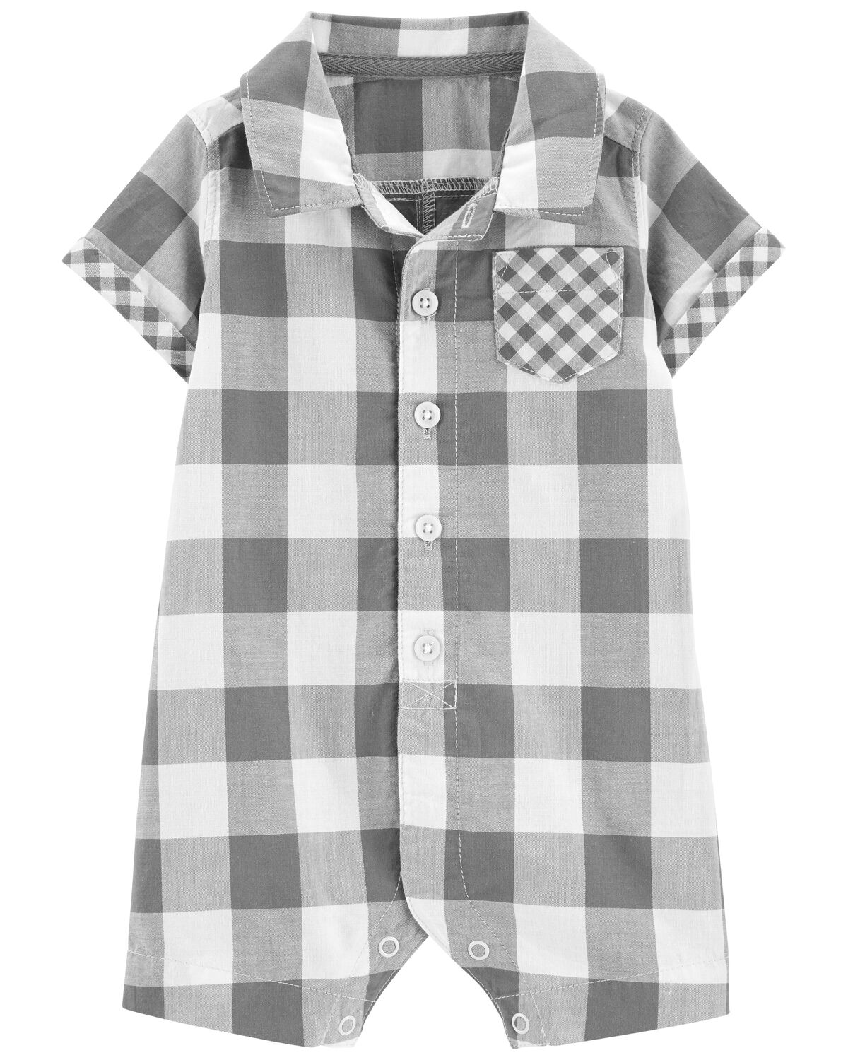 Grey Baby Gingham Romper