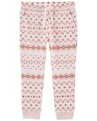 Toddler Pink Fair Isle Joggers , image 1 of 2 slides