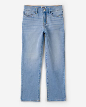 Girls Light Wash Denim Straight-Leg Jeans - Blue, 