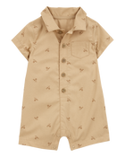 Baby Button-Front Romper - Tan, image 1 of 3 slides