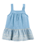Toddler Heart Drop - Ikat- Print Tank - Blue, image 1 of 3 slides