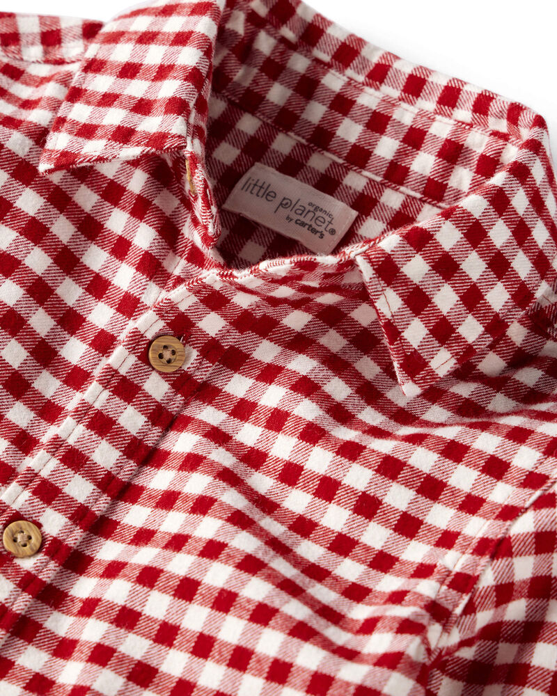 Baby Boy Plaid Organic Cotton Button-Front Flannel Shirt, image 2 of 5 slides