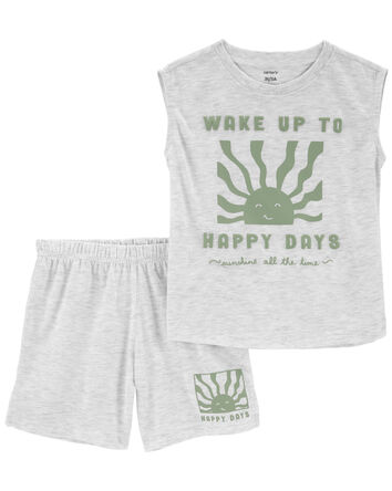 Toddler 2-Piece Happy Day Loose Fit Pajama Set, 