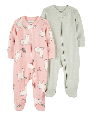 Baby 2-Pack 2-Way Zip Cotton Sleep & Play Pajamas, 