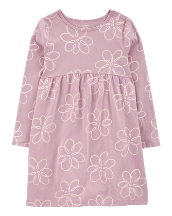 Kid Floral Long-Sleeve Jersey Dress, 