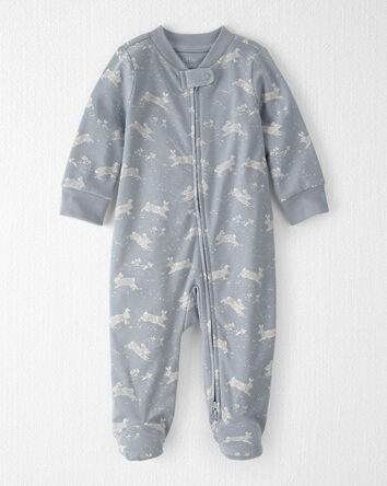 Baby Organic Cotton Sleep & Play Pajama in Blue Bunnies, 