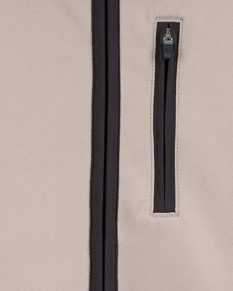 Kid Stretch Tech Zip-Up Hooded Jacket - Khaki, image 2 of 3 slides