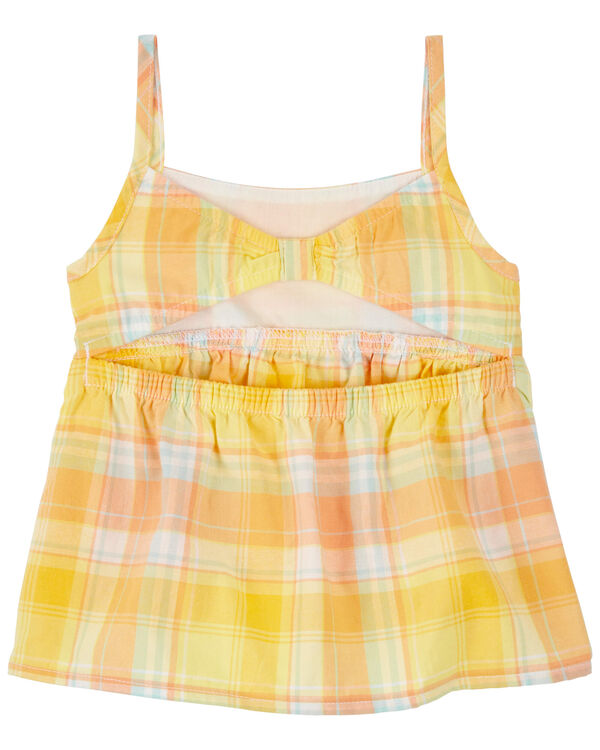 Orange Baby 2Piece Plaid Set with Bubble Shorts