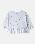 Baby Girl Unicorn Print Long-Sleeve Top - Blue, image 1 of 3 slides