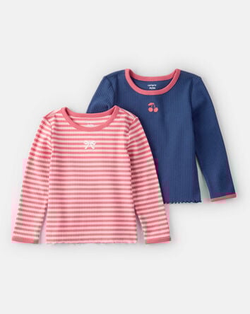 Toddler Girl 2-Pack Long-Sleeve Tops - Blue/Pink, 