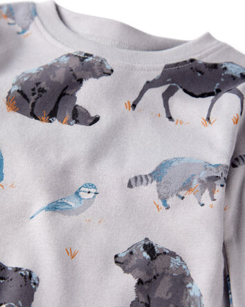 Kid Organic Cotton Pajamas in Midnight Forest Print, 