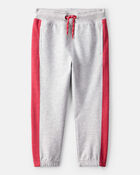 Toddler Boy Striped French Terry Joggers - Gray, image 1 of 5 slides