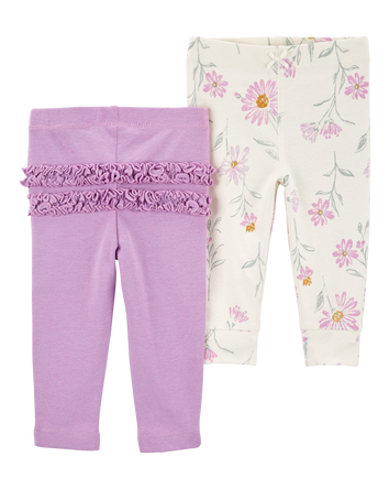 Baby 2-Pack Floral Pull-On Pants - Purple/Floral, 