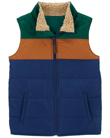 Kid Colorblock Zip-Up Puffer Vest, 