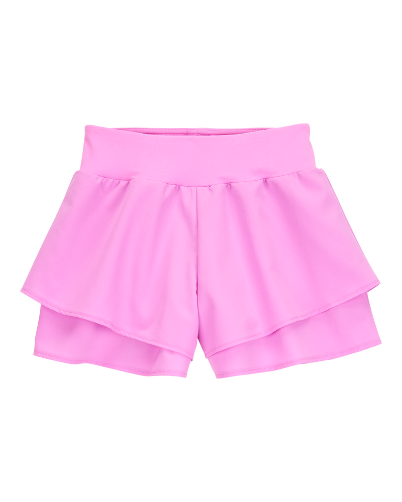 Kid 2-Piece Floral Active Racerback Tank & Flowy Layered Flip Short Set - Pink/Yellow, image 6 of 8 slides