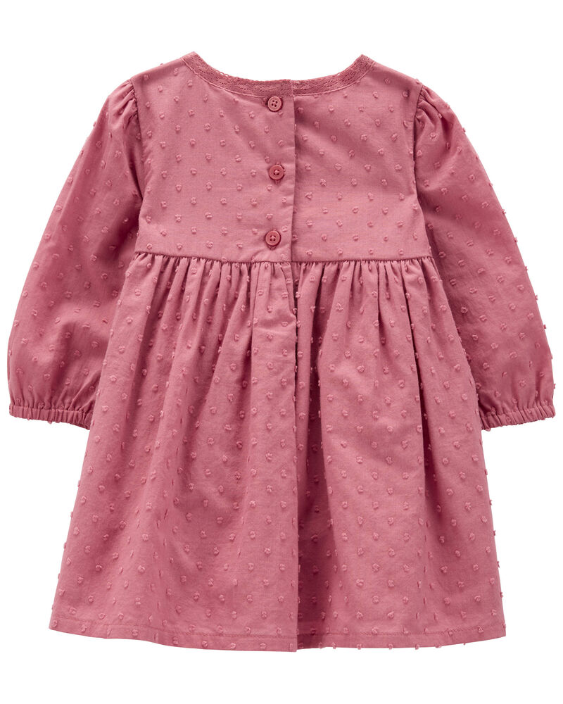 Baby Swiss-Dot Crochet Trim Dress, image 2 of 4 slides