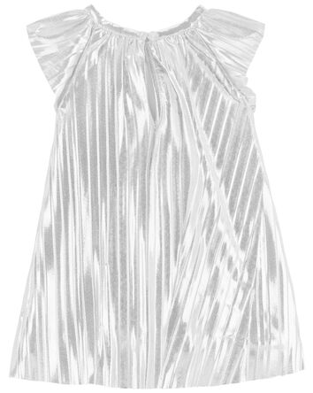 Baby Metallic Pleated Flutter Party Dress, 