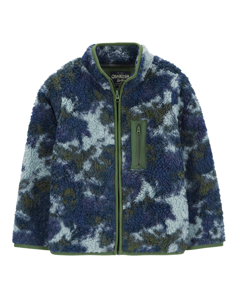 Boys Tie Dye Sherpa Knit Jacket - Navy, image 1 of 4 slides