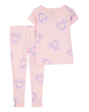 Toddler Girl 2-Piece Tie-Dye Hearts 100% Snug Fit Cotton Pajamas - Pink, 