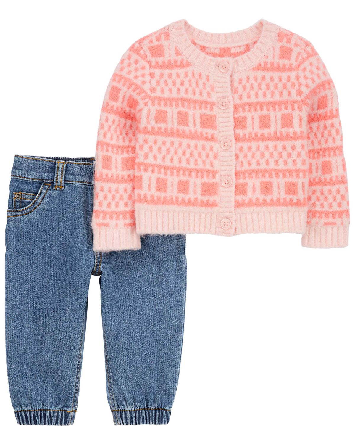 Baby Sweater Knit Cardigan & Denim Jeans Set