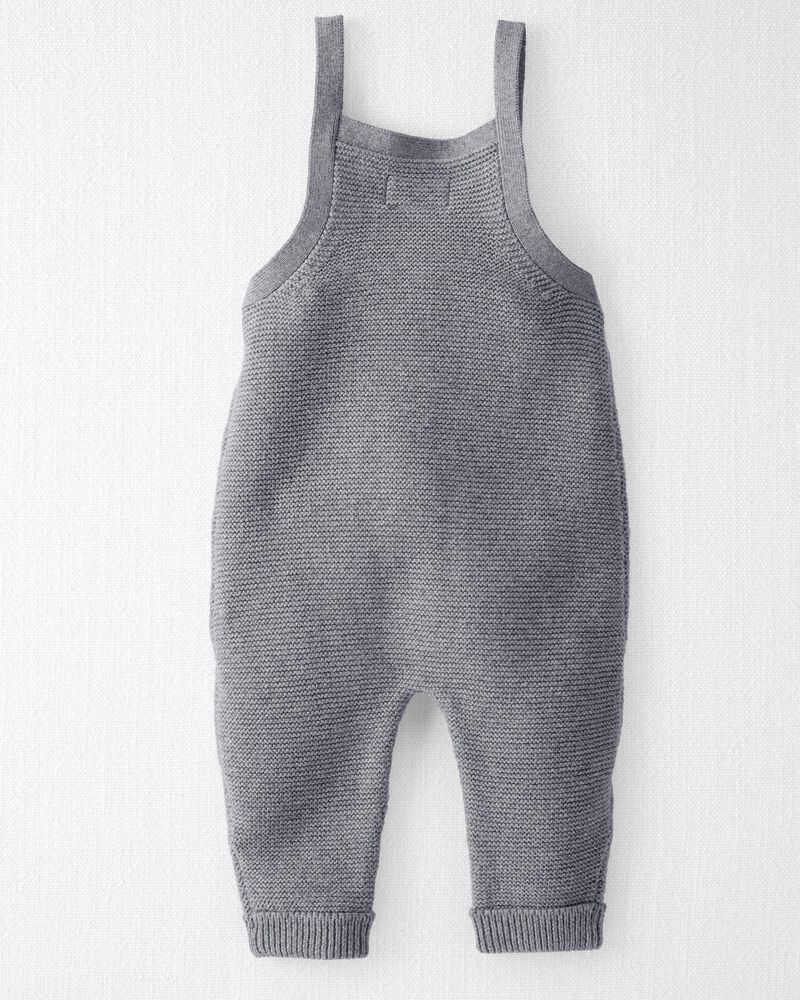 Baby Organic Sweater Knit Overalls in Dark Gray, image 2 of 7 slides