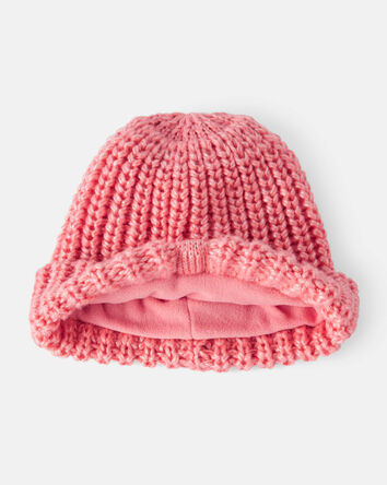 Toddler Girl 2-Piece  Shimmer Winter Hat & Mittens - Pink, 
