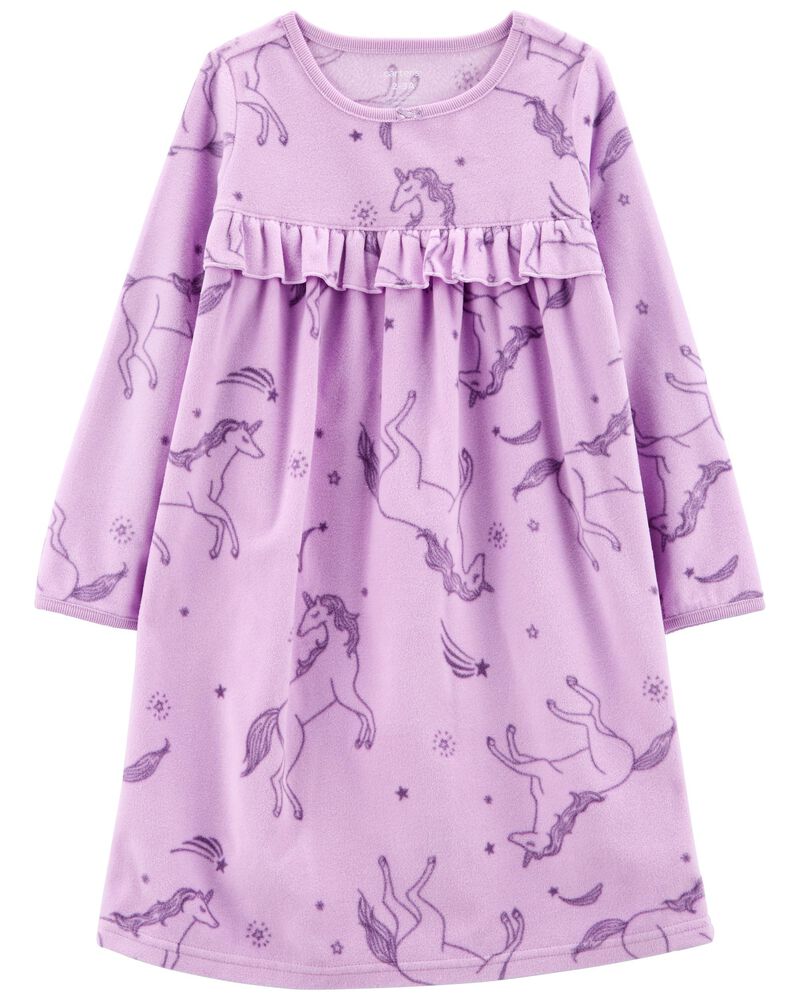 Unicorn Fleece Nightgown, image 1 of 3 slides