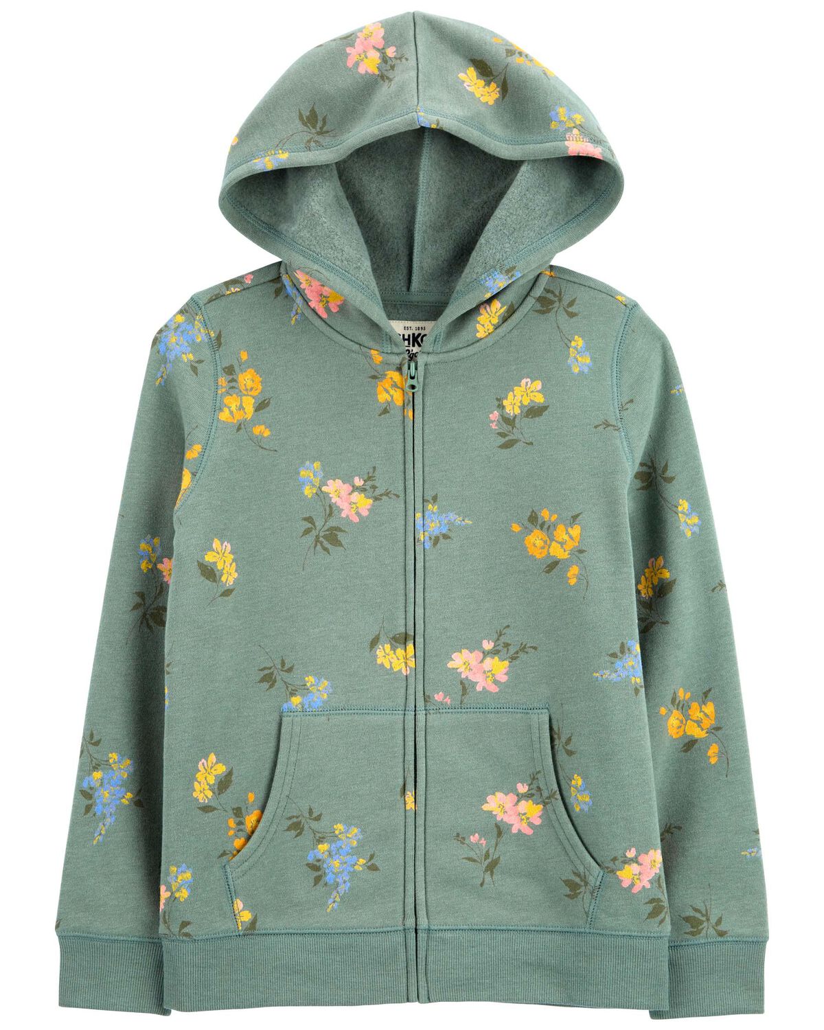 Kid Floral Print Hooded Zip Jacket