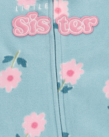 Baby Little Sister Zip-Up Fleece Footie Sleep & Play Pajamas, 