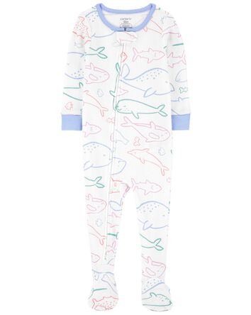 Baby 1-Piece Whale Thermal Footie Pajamas, 
