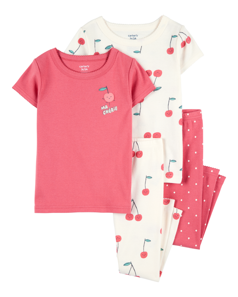 Toddler 4-Piece Cherry Cotton Pajamas, image 1 of 4 slides