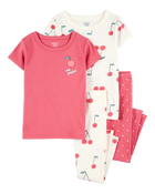 Toddler 4-Piece Cherry Cotton Pajamas, image 1 of 4 slides