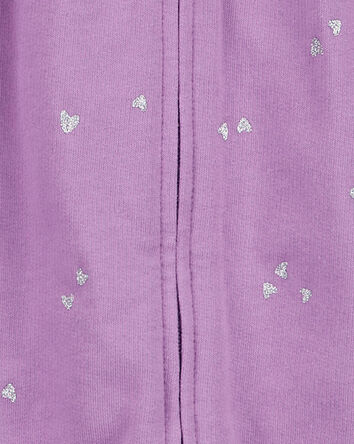 Baby Heart-Print French Terry Jumpsuit - Purple, 