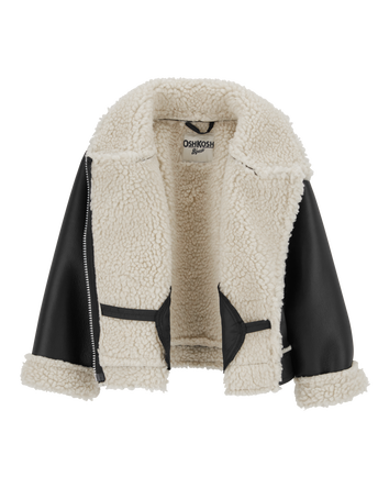 Toddler Faux Leather and Sherpa Jacket , 