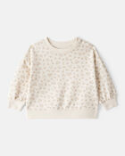 Baby Girl Floral Print French Terry Long-Sleeve Pullover Sweatshirt - Ivory, image 1 of 2 slides