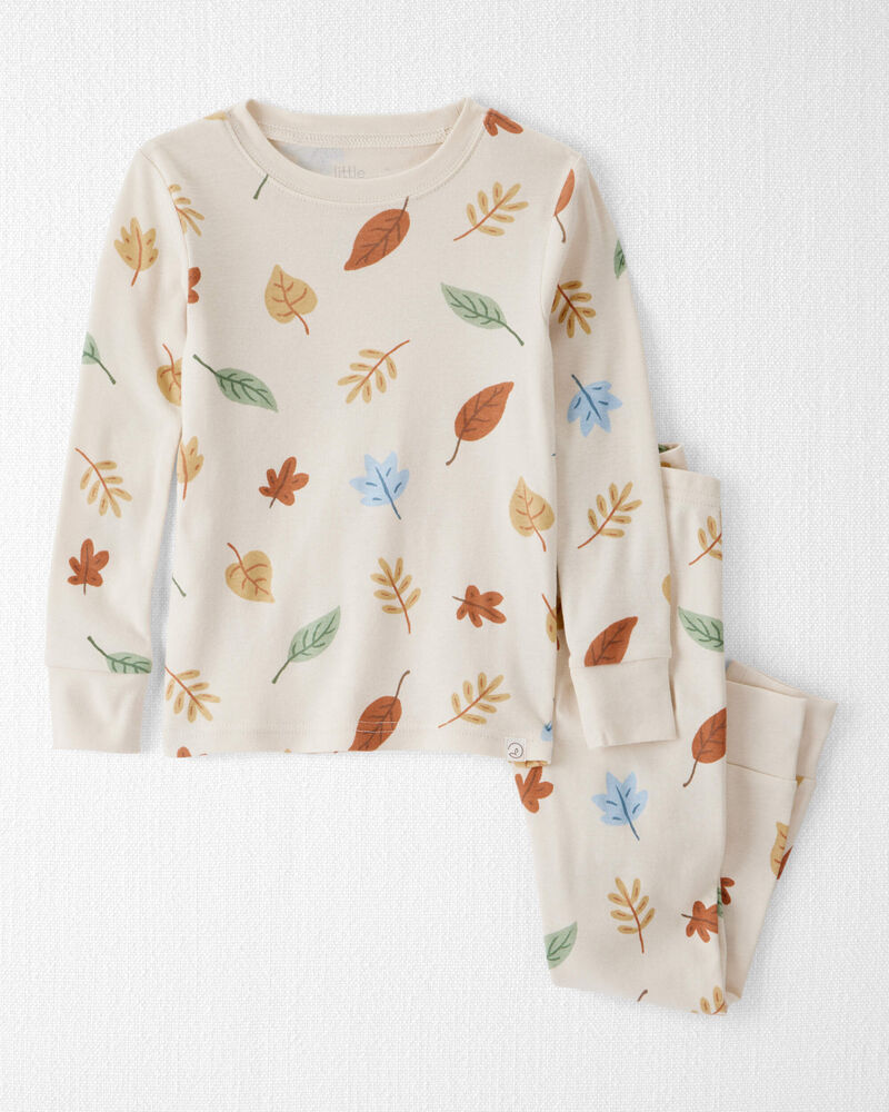 Toddler Organic Cotton Pajamas in Autumn Leaves Print, image 1 of 5 slides