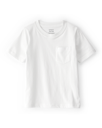Toddler Solid Short-Sleeve Pocket Tee - White, 