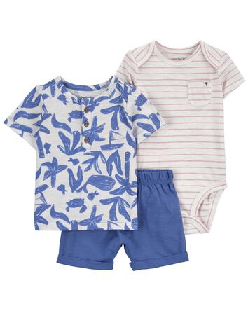 Baby 3-Piece Whale Little Short Set, 