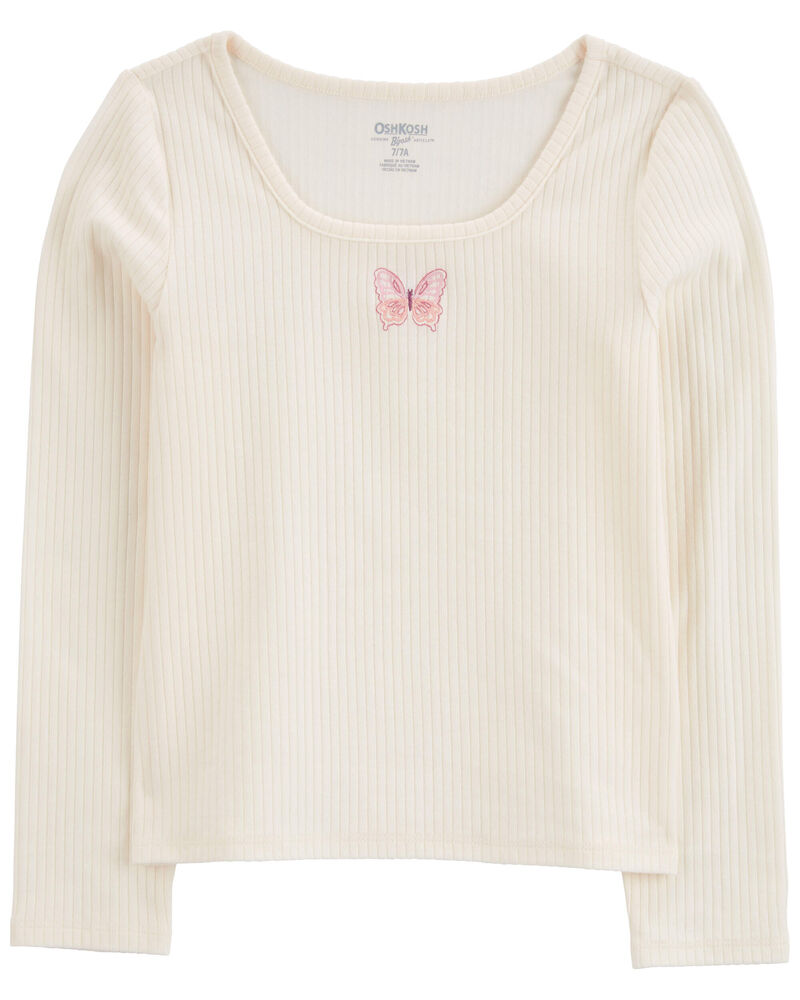 Kid Embroidered Ribbed Knit Top, image 1 of 3 slides