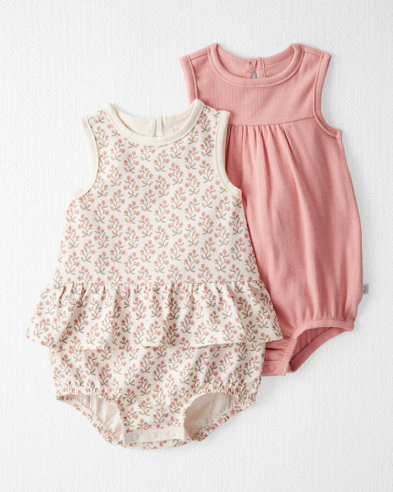 Baby Girl 2-Pack Organic Cotton Bubble Rompers, image 1 of 5 slides