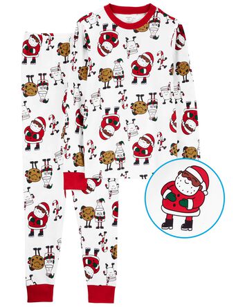 Adult 2-Piece Santa Cookies 100% Snug Fit Cotton Pajamas, 