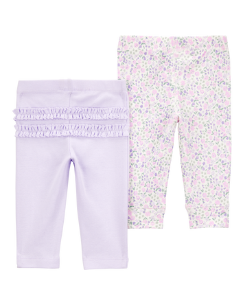 Baby 2-Pack Foral Pull-On Pants, 