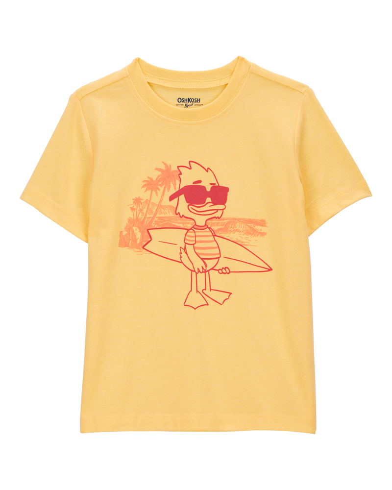 Toddler Cali Sun Surfing Duck Short-Sleeve Graphic Tee - Yellow, image 1 of 3 slides