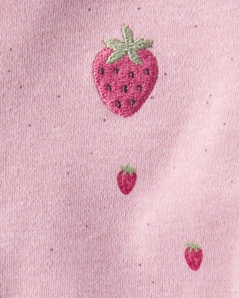 Baby Girl Strawberry Print 100% Cotton Sleep & Play - Pink, image 4 of 5 slides