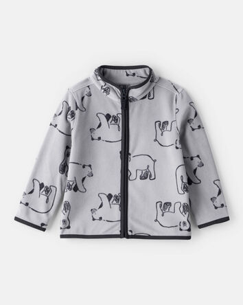 Baby Polar Bear Microfleece Zip-Up Jacket - Grey, 
