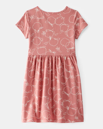 Girls Apple Print Short-Sleeve Dress - Red, 