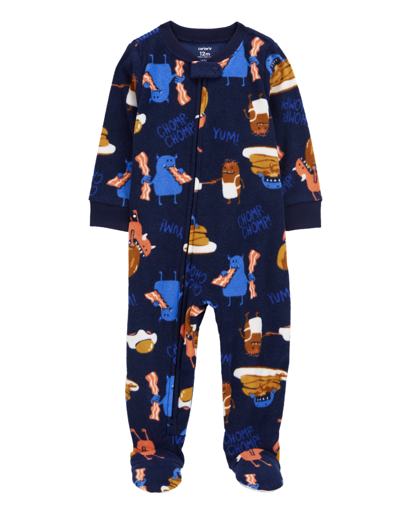 Baby 1-Piece Monster Breakfast Fleece Footie Pajamas, image 1 of 4 slides