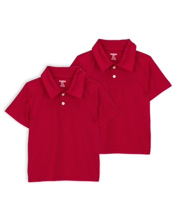Toddler 2-Pack Active Uniform Polo Shirts in Moisture Wicking BeCool™ Fabric - Red, 