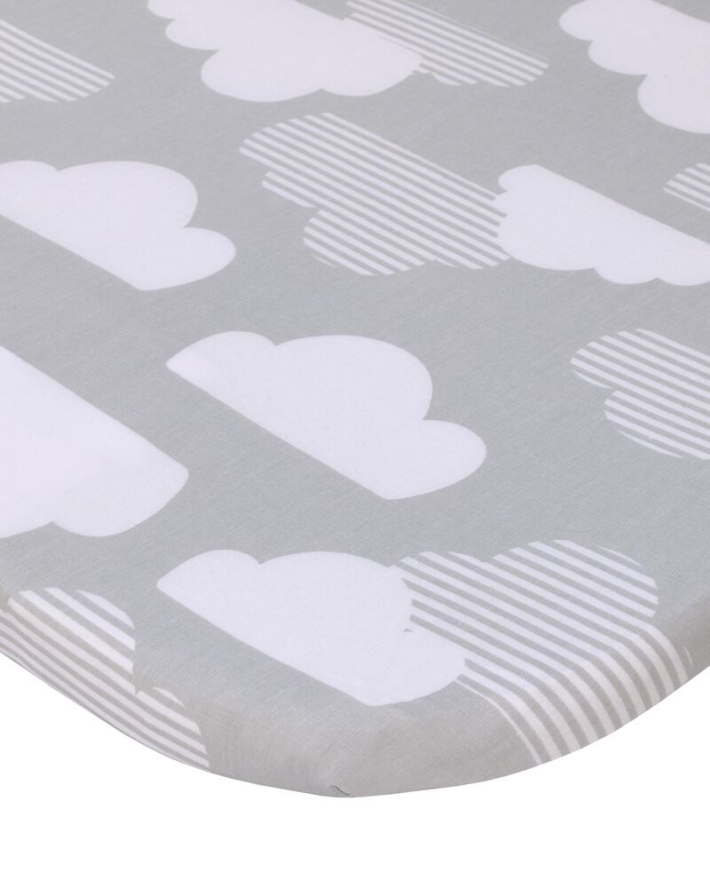 Skip Hop Cozy-Up 2-in-1 Bedside Sleeper 100% Cotton Fitted Bassinet Sheet - Grey & White Clouds , image 1 of 4 slides