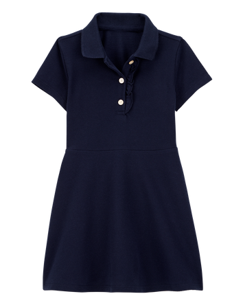 Toddler Pique Short-Sleeve Uniform Dress - Navy, 
